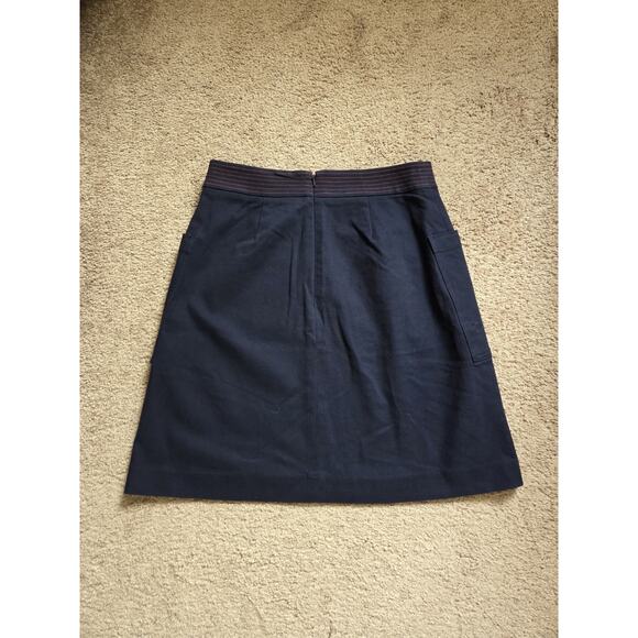 1901 Navy Blue Twill Cotton Stretch Woven Pockets Red Stitch Mini Skirt, Size 4 - Picture 6 of 9